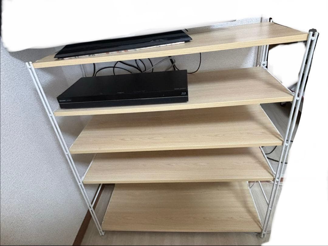ステンレスユニットシェルフ　オーク材　白