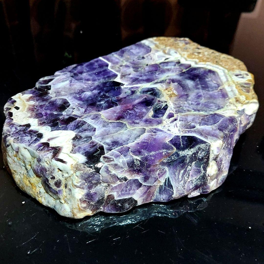 レアタイプ！ 超大きい豪華な紫水晶 アメジスト原石スライス 両面磨き539