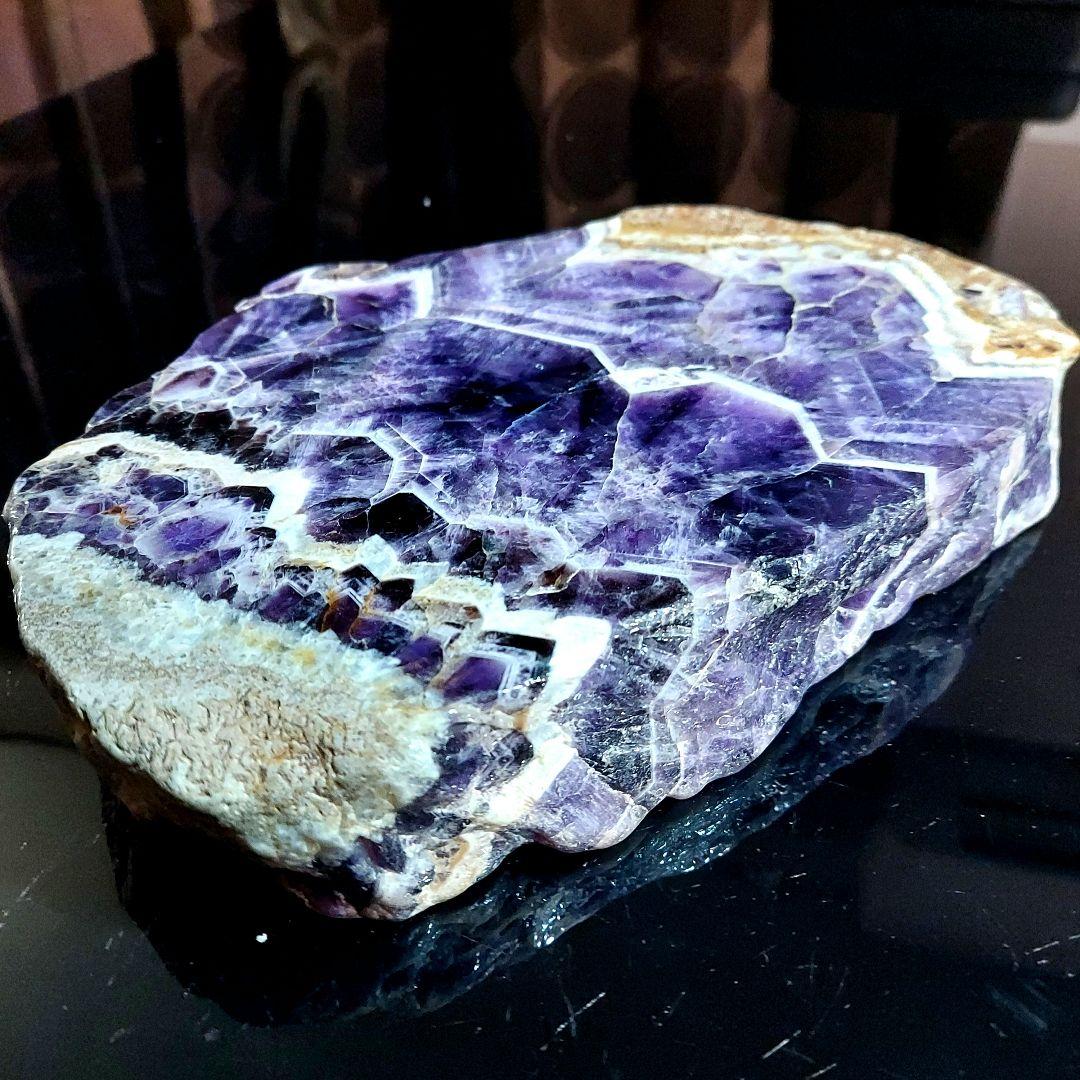 レアタイプ！ 超大きい豪華な紫水晶 アメジスト原石スライス 両面磨き539