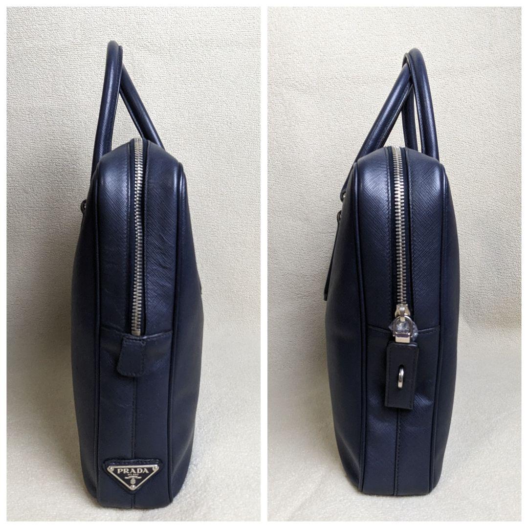 PRADA プラダ ビジネスバッグ サフィアーノレザー 紺 A4収納可