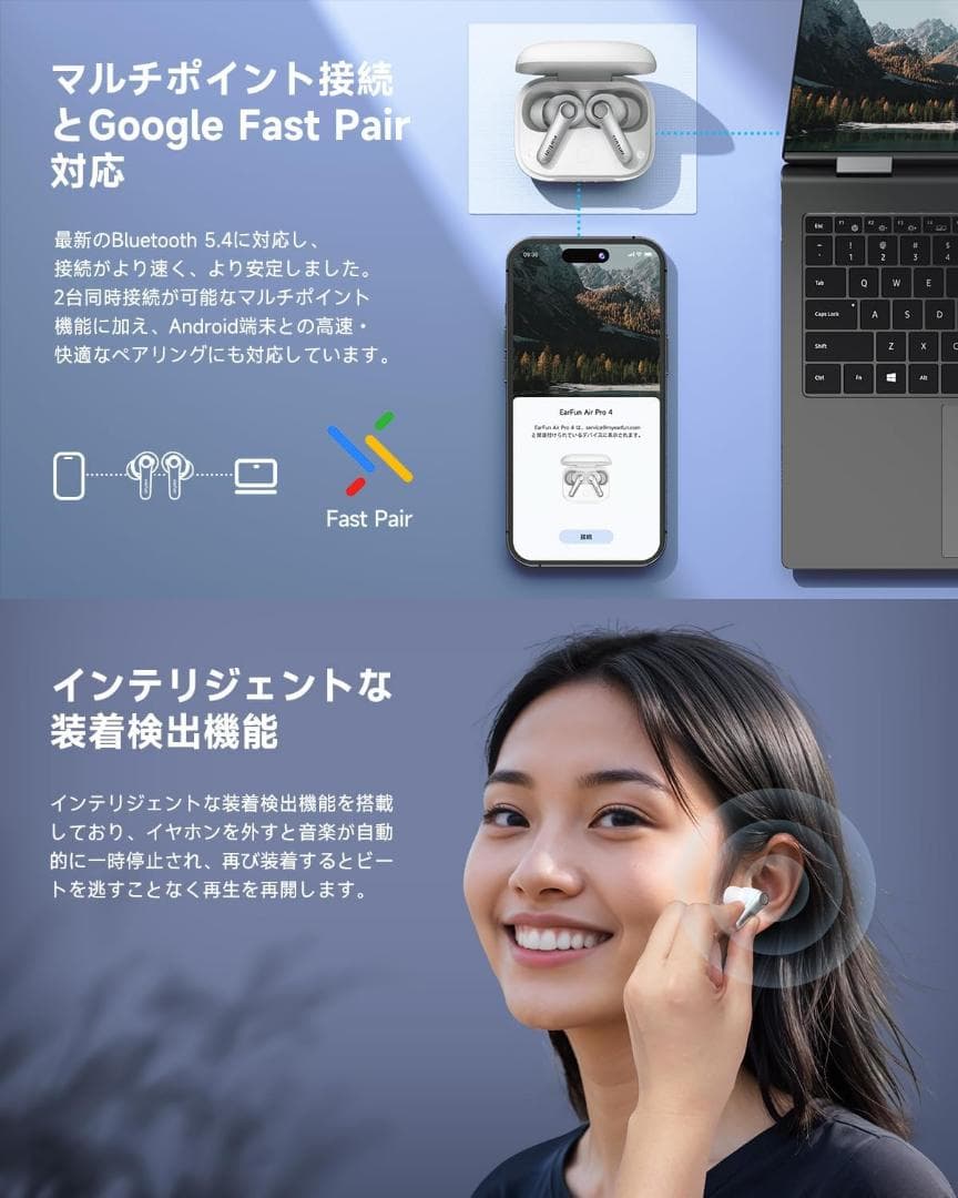 【新品・未開梱】EarFun Air Pro 4 ワイヤレスイヤホン　ホワイト