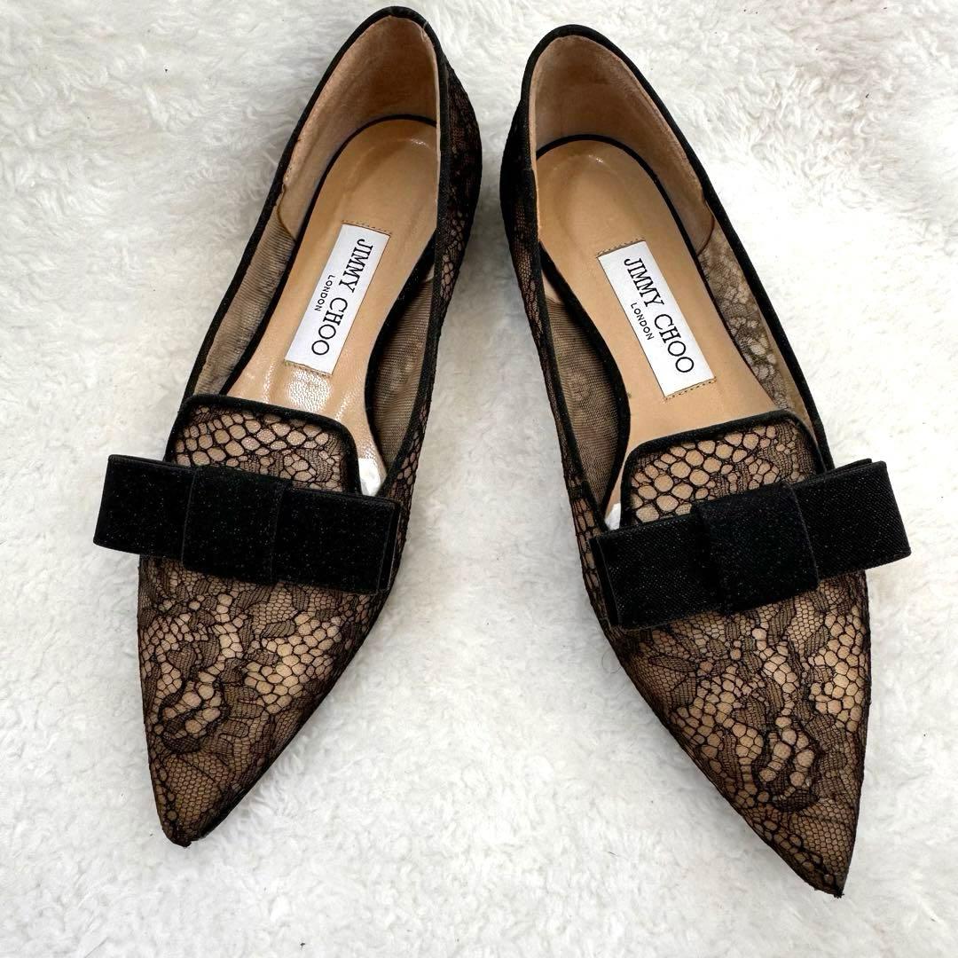 JIMMY CHOO GALA フラットシューズ リボン レース　ジミーチュウ