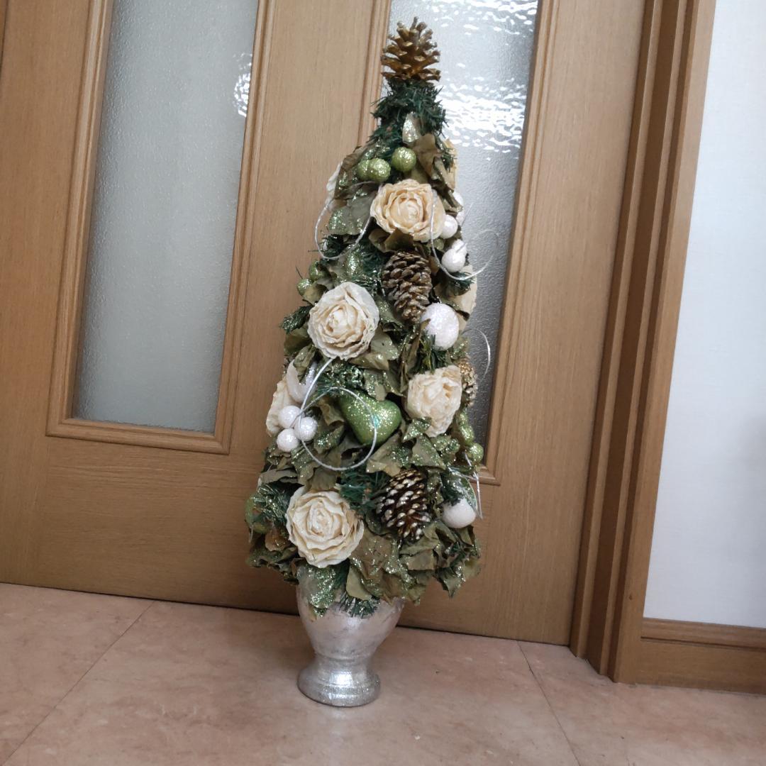 約66cm　トピアリー　造花　フラワー　グリーン　大きい　レアカラー