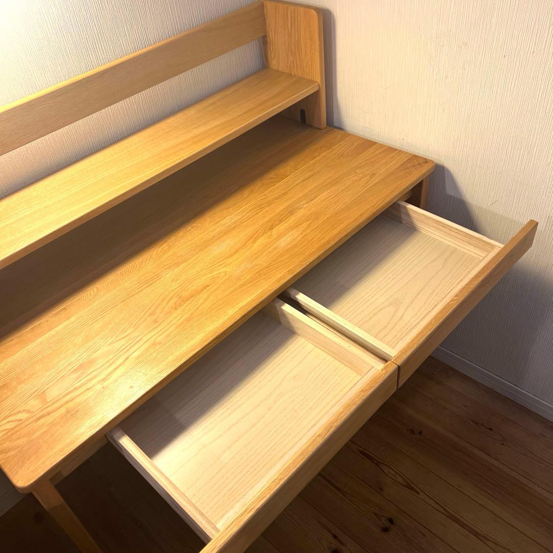 無印良品 木製デスク(引き出し➕本棚付き) オーク材