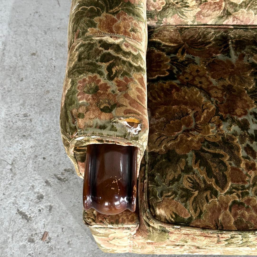 ✿70s✿ karimoku 昭和レトロ　応接ソファー　ベロア　金華山　その①