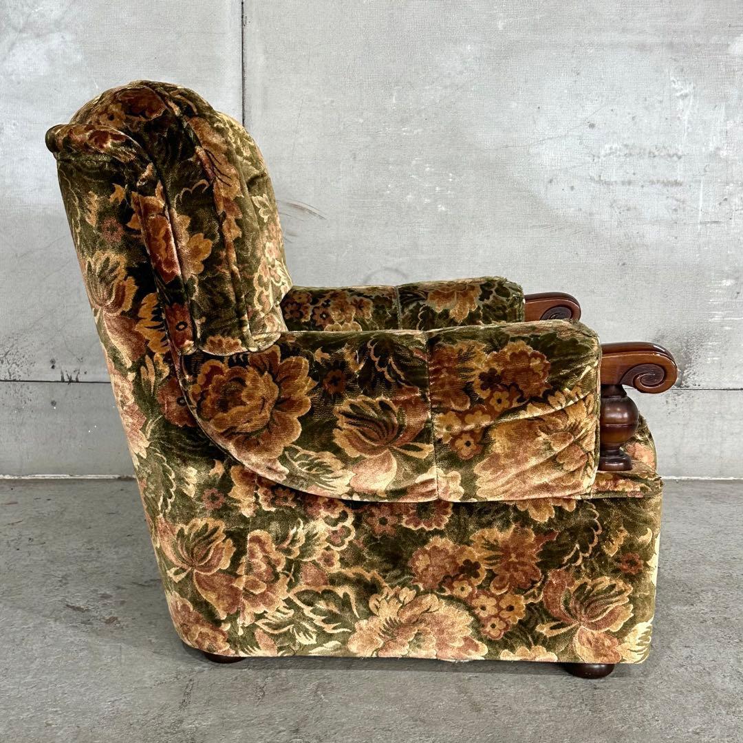 ✿70s✿ karimoku 昭和レトロ　応接ソファー　ベロア　金華山　その①