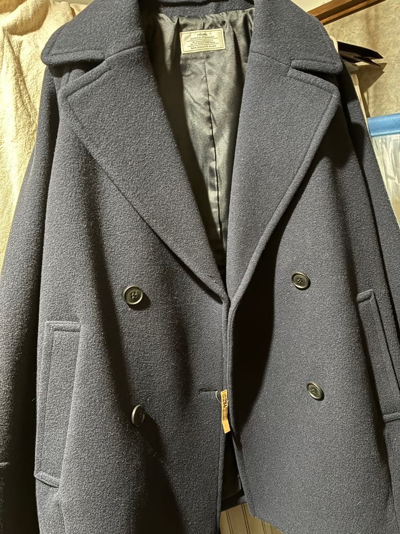 relumeネイビー 尾州ウールピーコート