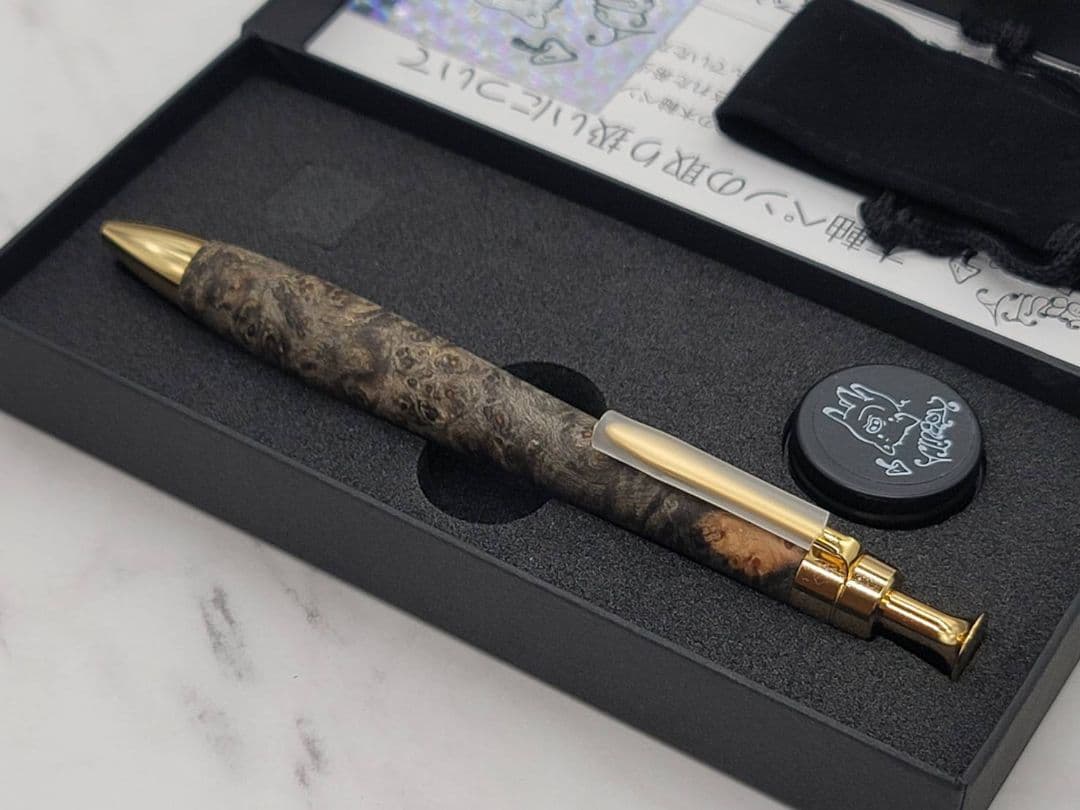 新品　こぶた工房　極上+花梨瘤　青瘤グロテスク　金金具　ボールペン