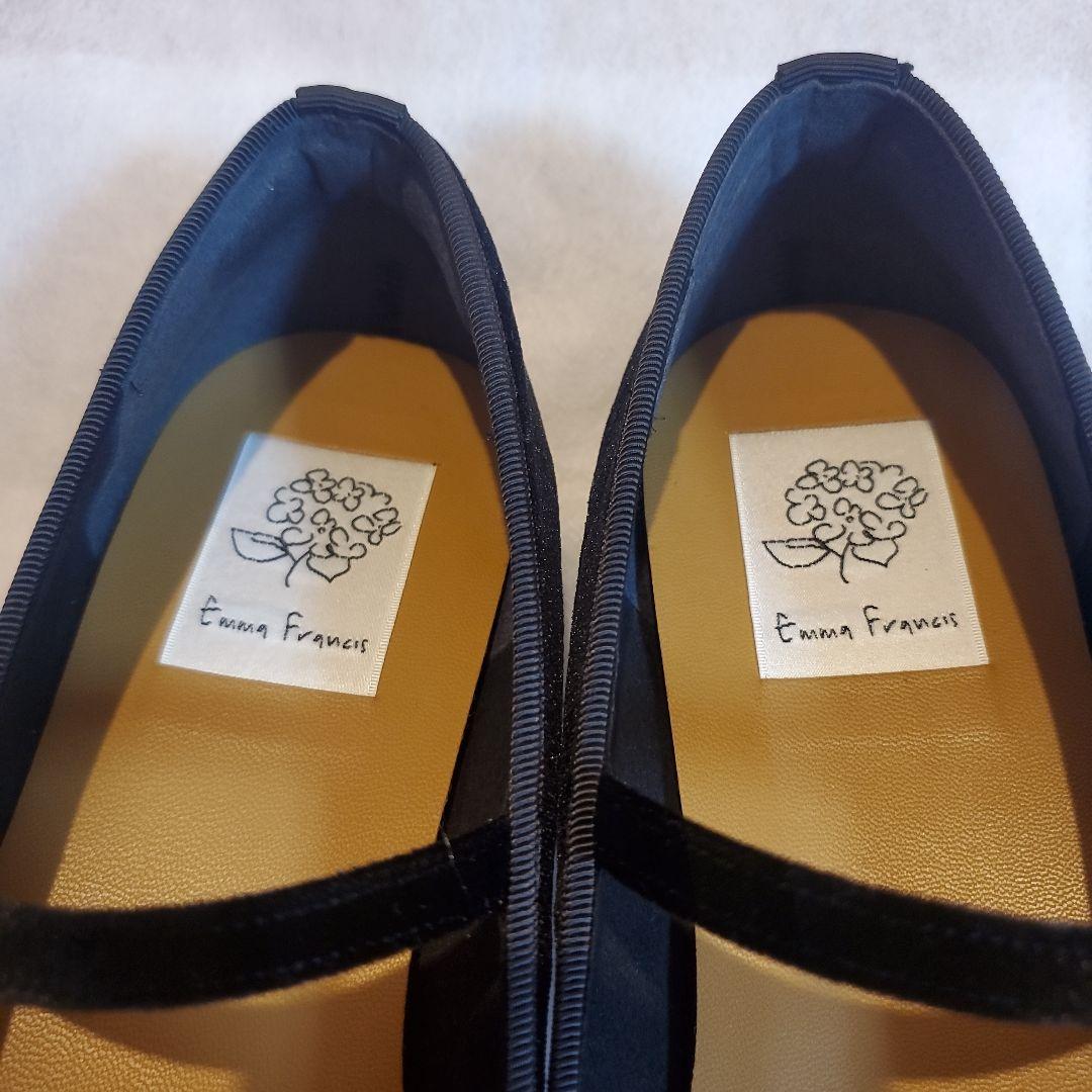 エマフランシス ビジューストラップ メリージェーン ブラックベルベット