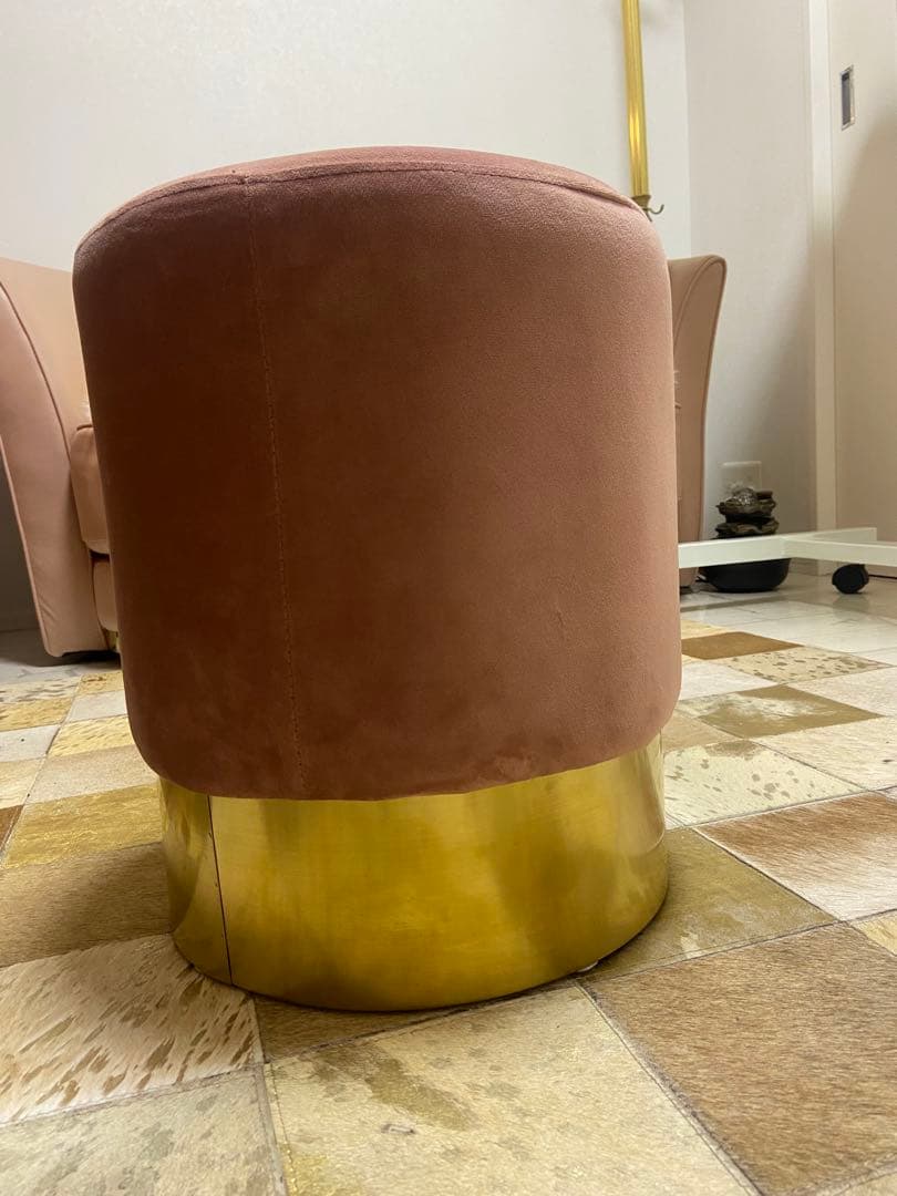 【KARE】ピンクベルベットスツール ゴールド脚