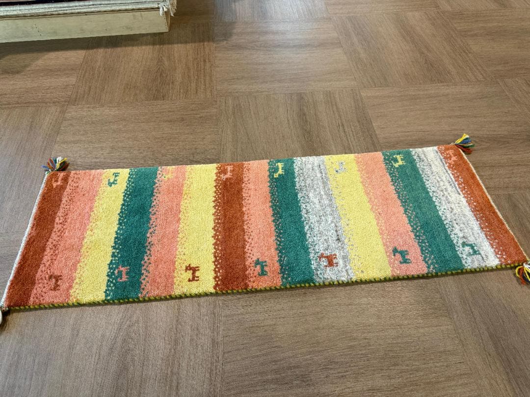 122x40cm ペルシャギャッベ ランナー (ギャベ) ペルシャ絨毯 ギャッベ