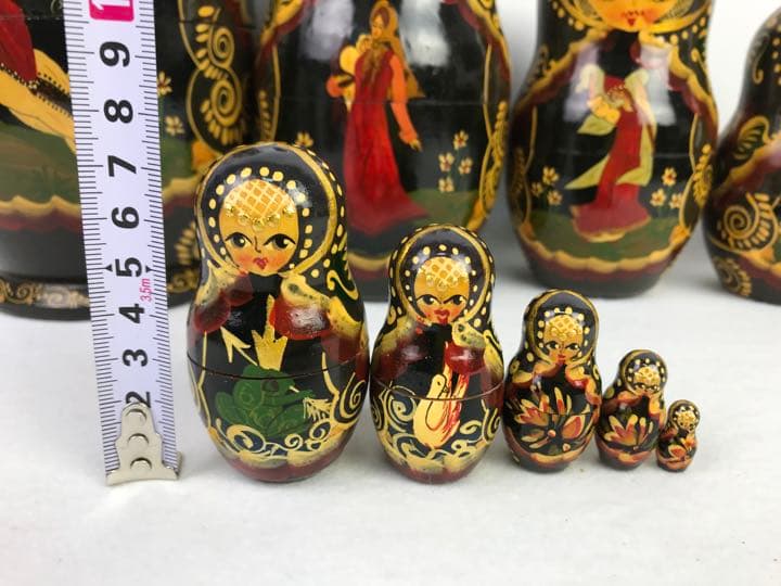 大きなマトリョーシカ人形① 10体セット　ロシア　レトロ　黒