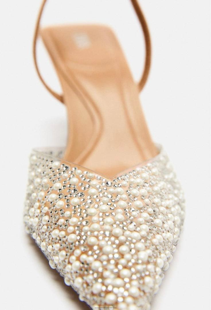 【新品・未使用】ZARA フェイクパール バックストラップミュール 39