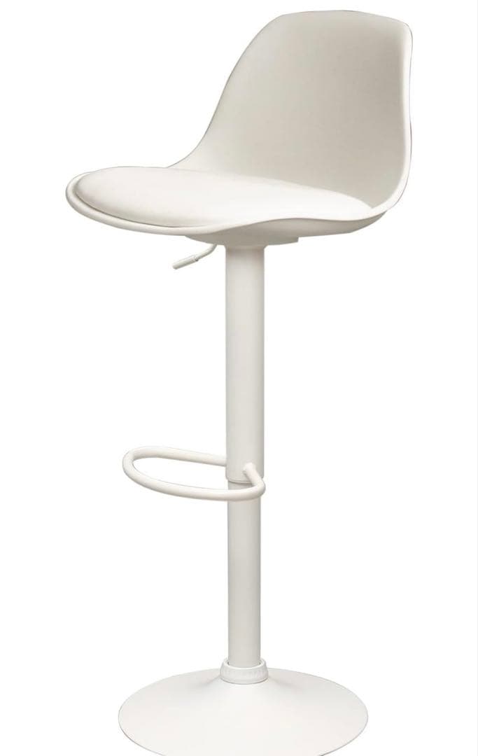 【2脚セット】ホワイトレザー カウンターチェア 高さ調整可能