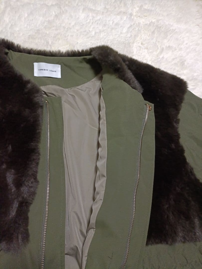 カプリシュレマージュ　ファードッキング　モッズコート　38　カーキ　ファーコート