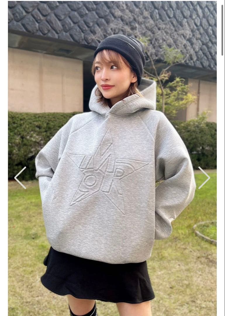 ミラーナイン　フード付きパーカー グレー