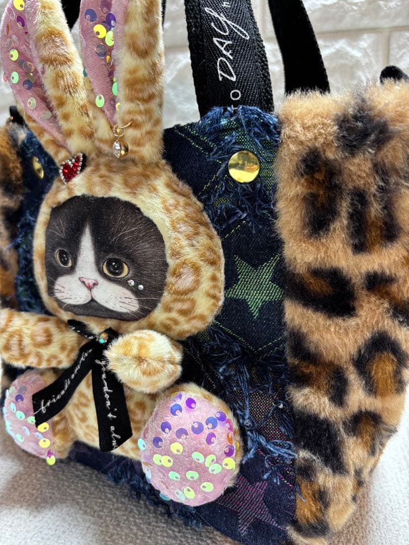 黒*こ様 コヤンイサムチョン　ハンドメイド　ミニファートートバッグ　ピンクうさち