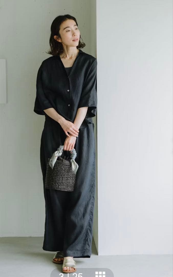 北欧、暮らしの道具店掲載hinthint / アタ素材の透かし編みカゴバッグ新品