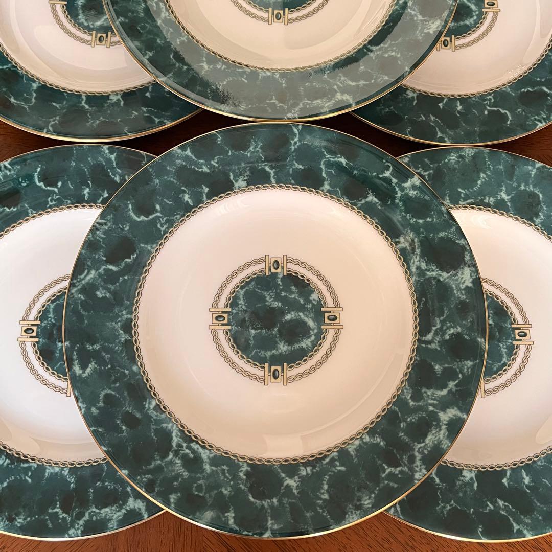 【希少品】英国製　ロイヤルウースター★メディチグリーン★デザート皿　6枚