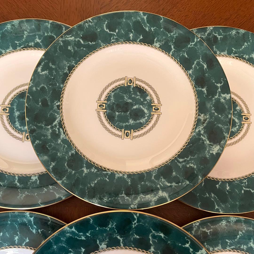 【希少品】英国製　ロイヤルウースター★メディチグリーン★デザート皿　6枚