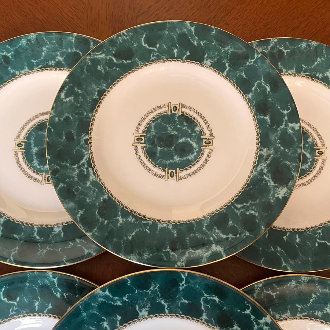 【希少品】英国製　ロイヤルウースター★メディチグリーン★デザート皿　6枚