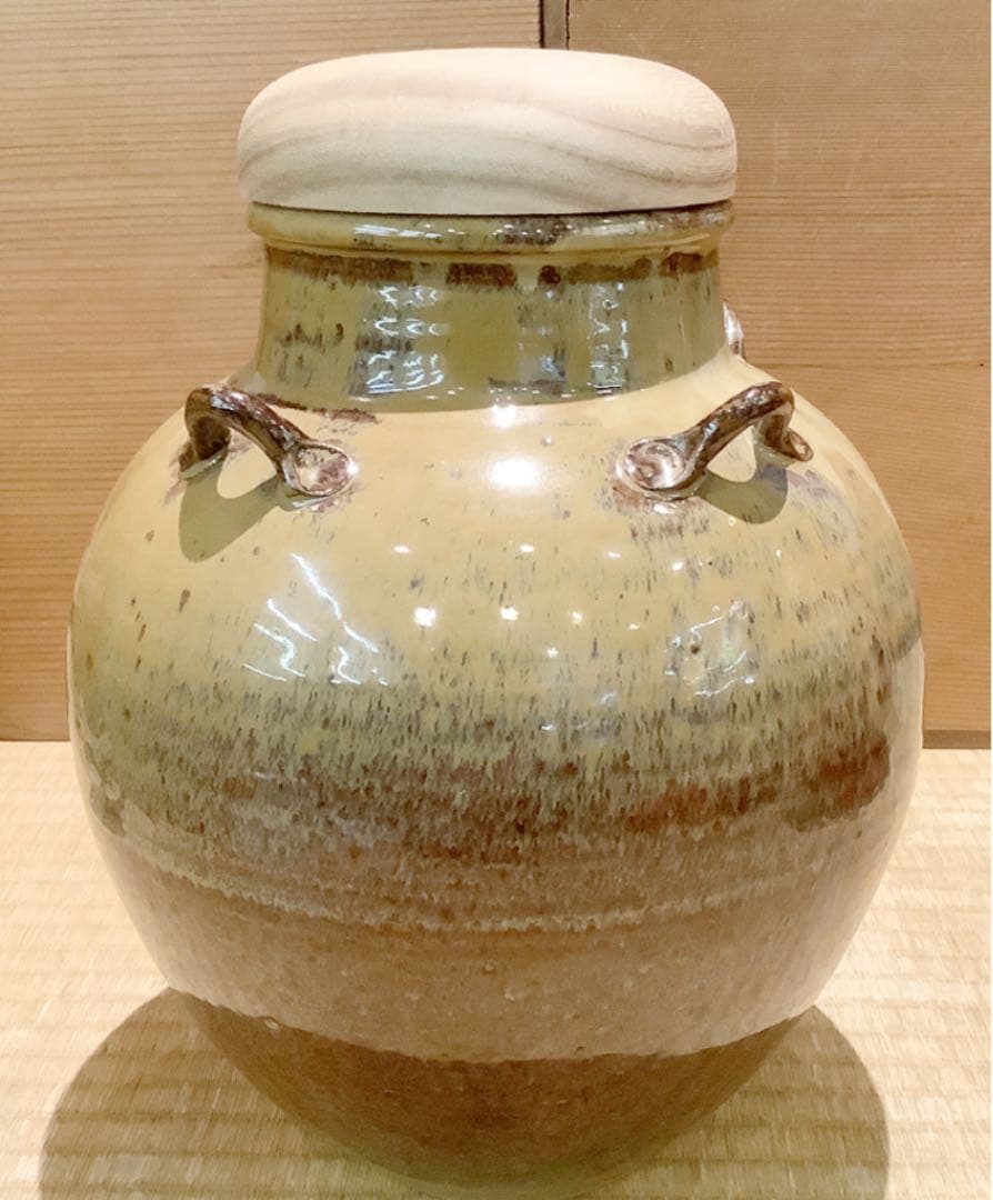 【茶道具】13代八仙作 高取焼飾壺 茶壷
