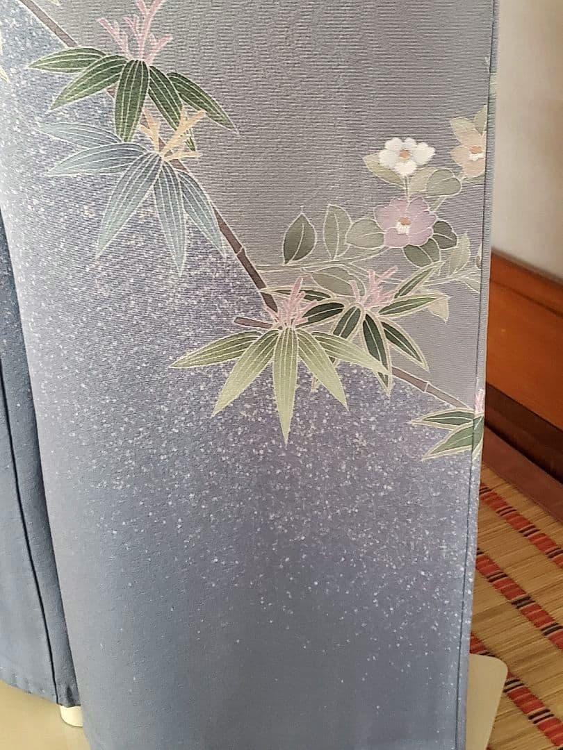 【着物・帯セット＊】清楚な小付けの訪問着　水色　グレー　スモールサイズ　正絹