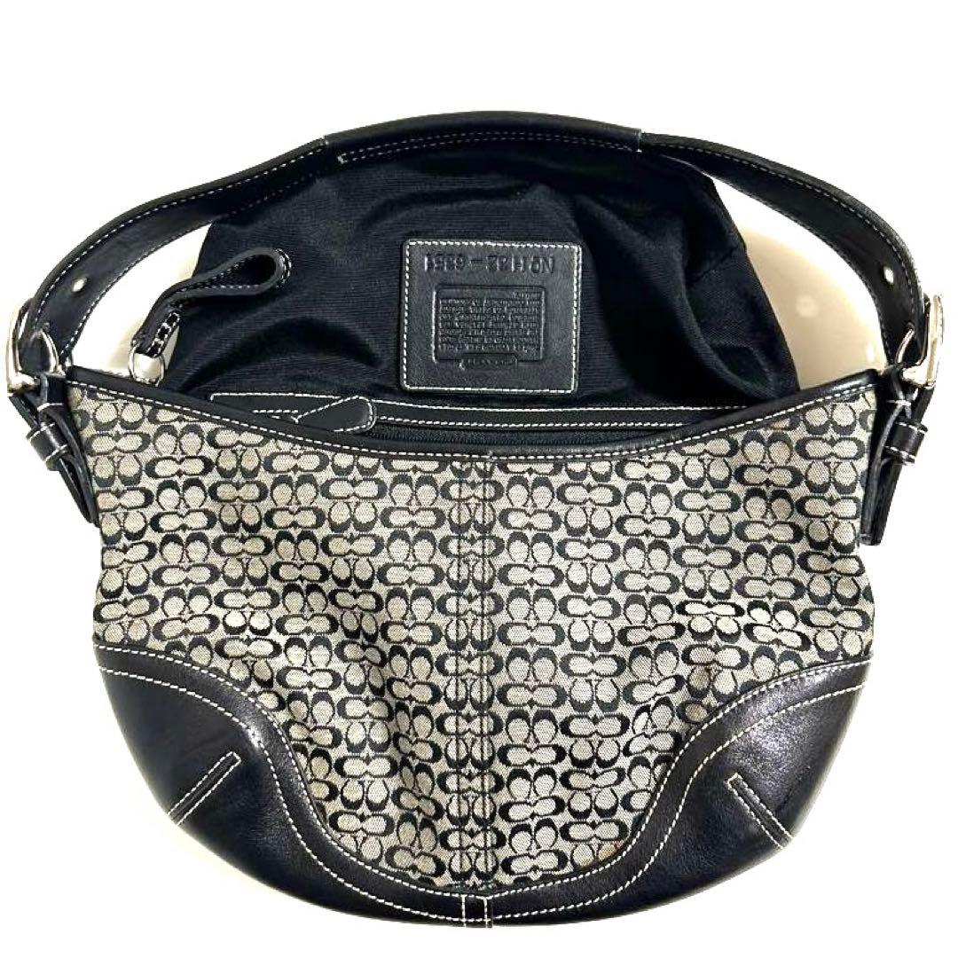 美品 コーチ COACH バッグ ハンドバッグ ミニ シグネチャー ブラック