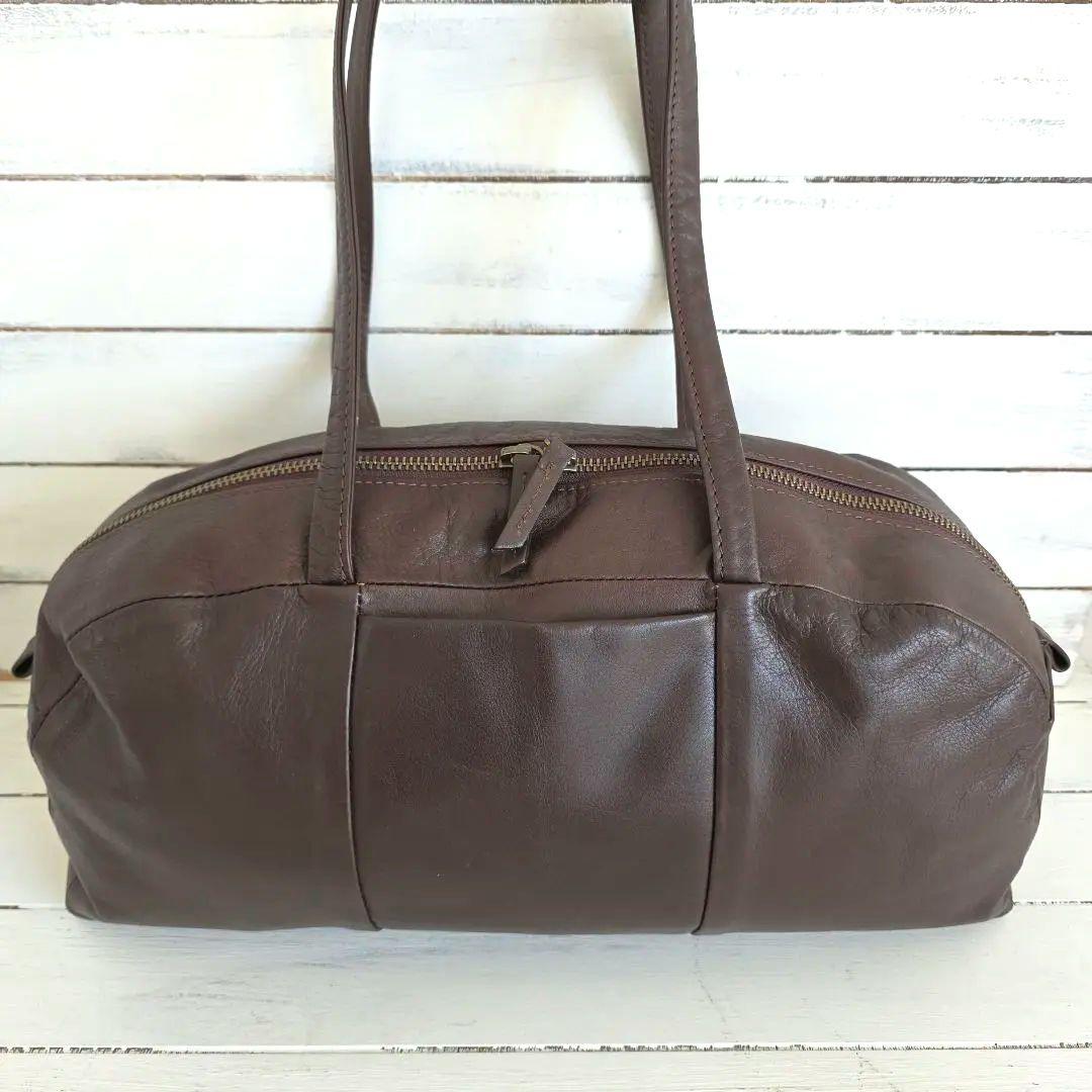 北欧暮らしの道具店　ラウンドレザーバッグ　ブラウン　美品