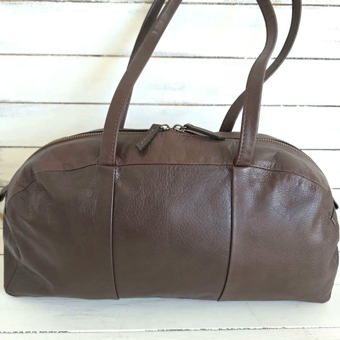 北欧暮らしの道具店　ラウンドレザーバッグ　ブラウン　美品