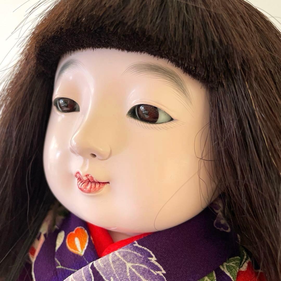 市松人形　松乾斎東光作　座り市松　正絹古代裂着物