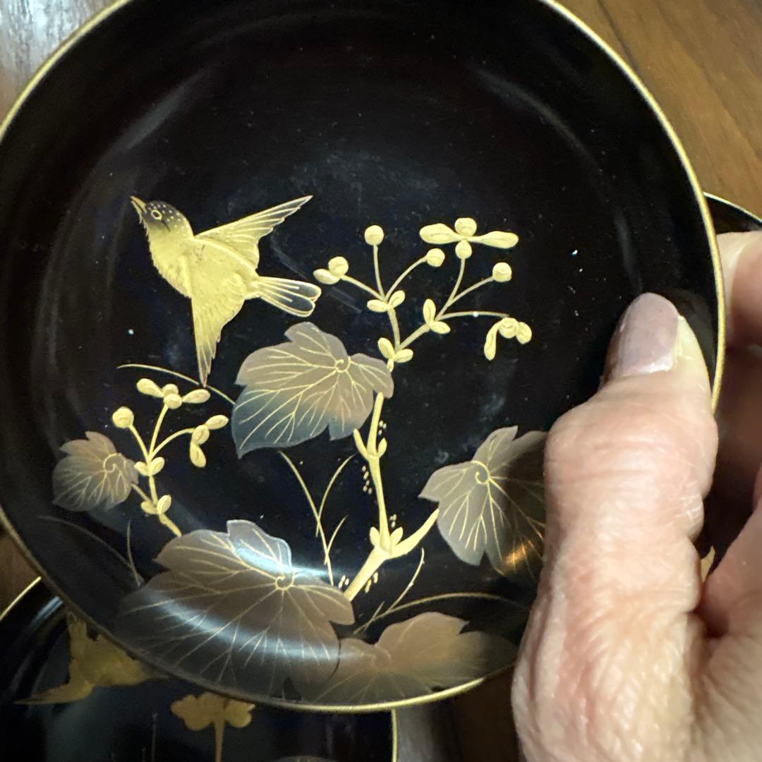 特別出品　アンティーク蒔絵が素敵な菓子皿10枚　鳥と花　風情あり　茶道具