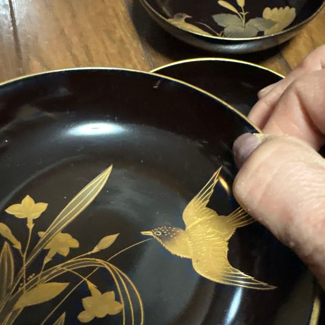 特別出品　アンティーク蒔絵が素敵な菓子皿10枚　鳥と花　風情あり　茶道具