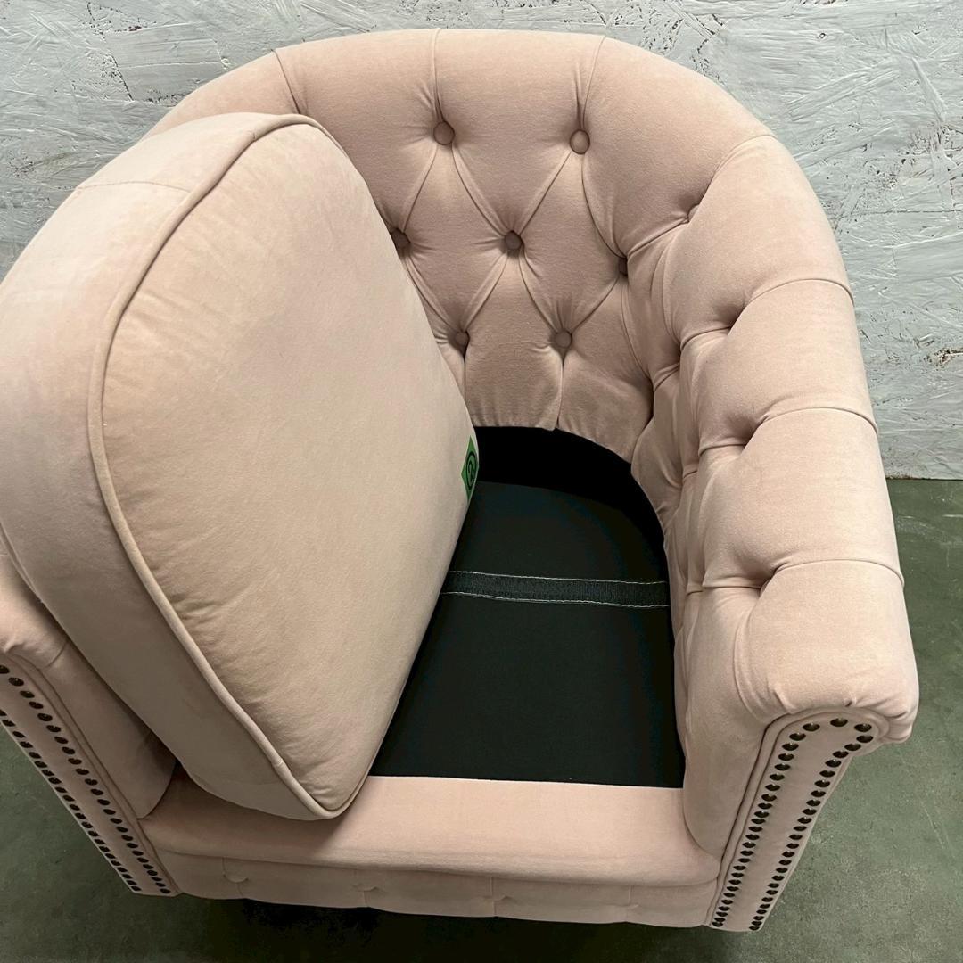 チェスターフィールド 1人掛けソファ ピンク VINCENT ② A0607