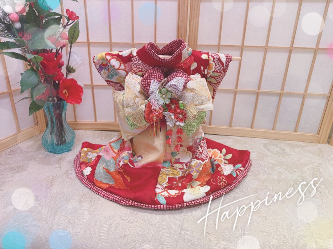 B462.pon2pan2☆犬オーダー有松絞りお着物☆犬オーダーお引き摺りお着物