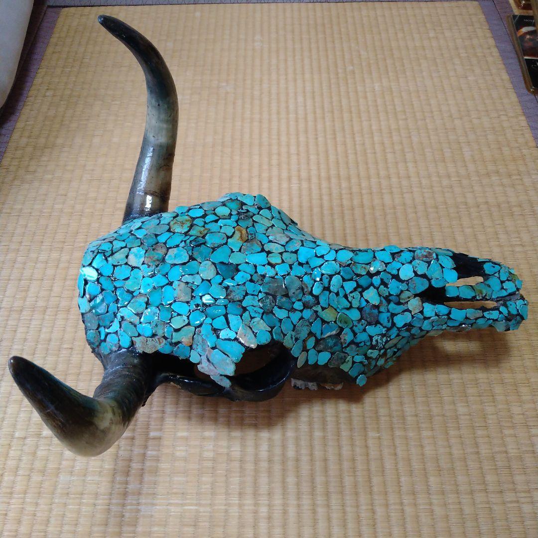 ターコイズ装飾 牛の頭部 壁掛け