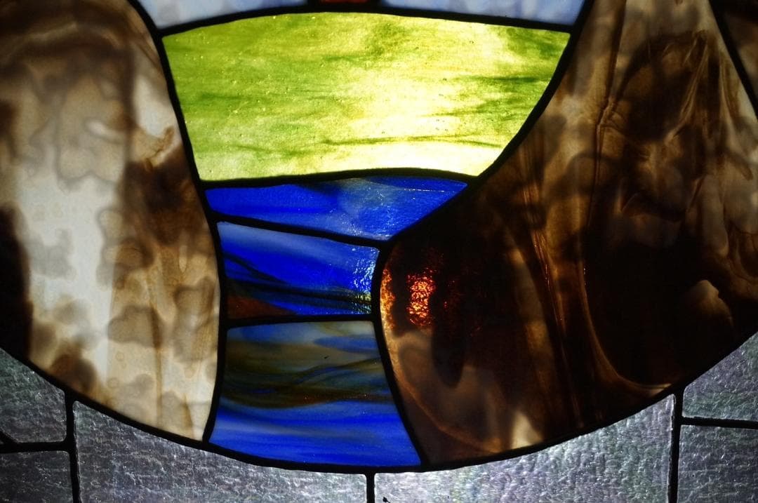 フォロー割　大型ヴィンテージ　ステンドグラス　アンティークパネル 82×83.5