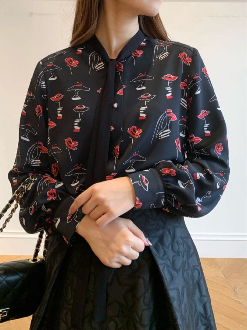 アルアバイル　ルルウィルビー ドローイング配色リボンブラウス