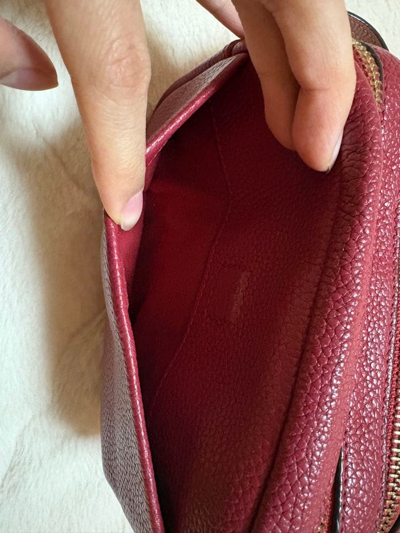 トリーバーチ ペリーボンベ カメラバッグ ショルダーバッグ ２室 レザー レッド