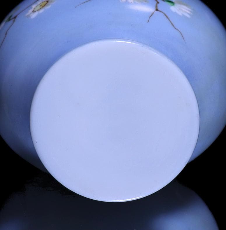 オールド・バカラ 日本趣味 レアカラー オパーリンクリスタル製花瓶 ライトブルー