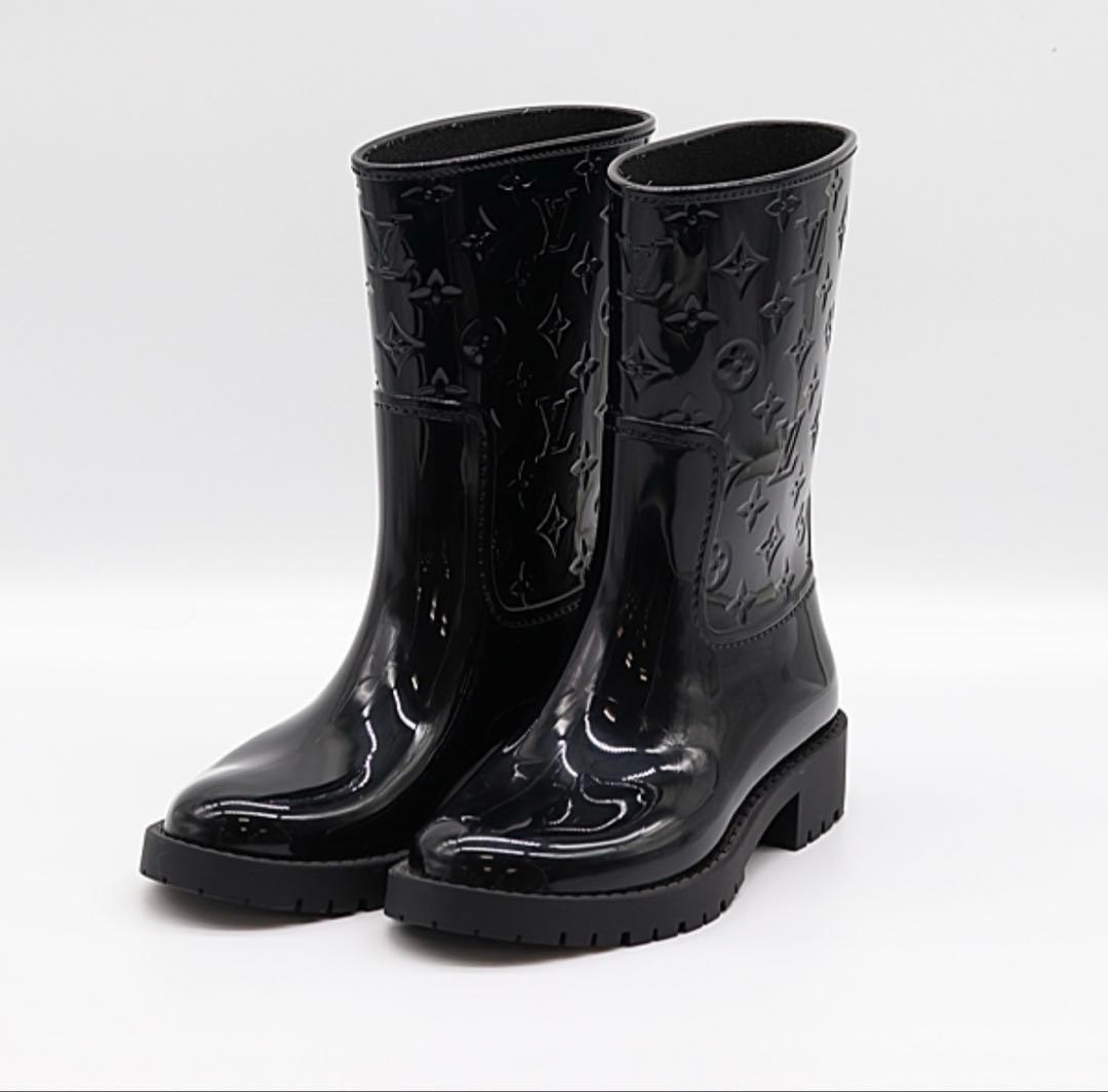 ルイヴィトン ドロップス ライン ラバー モノグラム ショートレインシューズ35