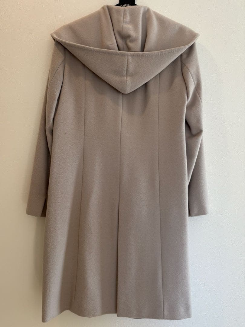 【23区】フードつきウールコート★グレージュ★38