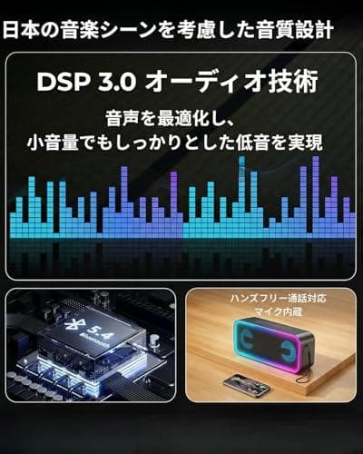 【DSP音声技術・Bass3.0重低音・ デュアルドライバー】30W大音量 ポm