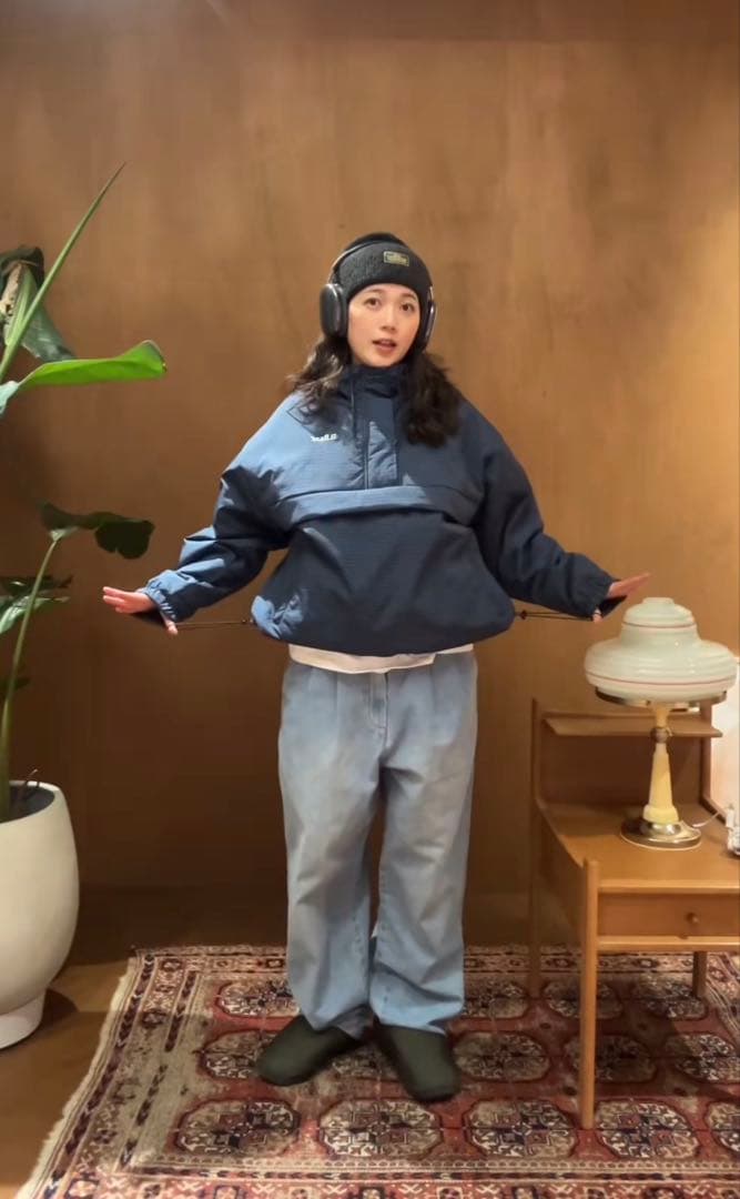 BROKEN BASE パデッドナイロンテックアノラック ネイビー M