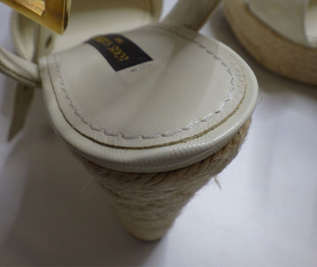 ルイヴィトンLVホワイトウェッジヒールサンダルエスパドリーユ