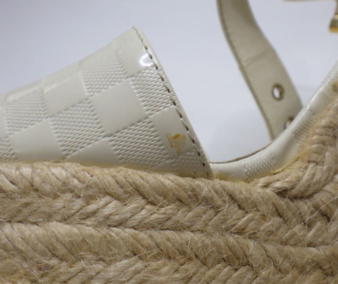 ルイヴィトンLVホワイトウェッジヒールサンダルエスパドリーユ