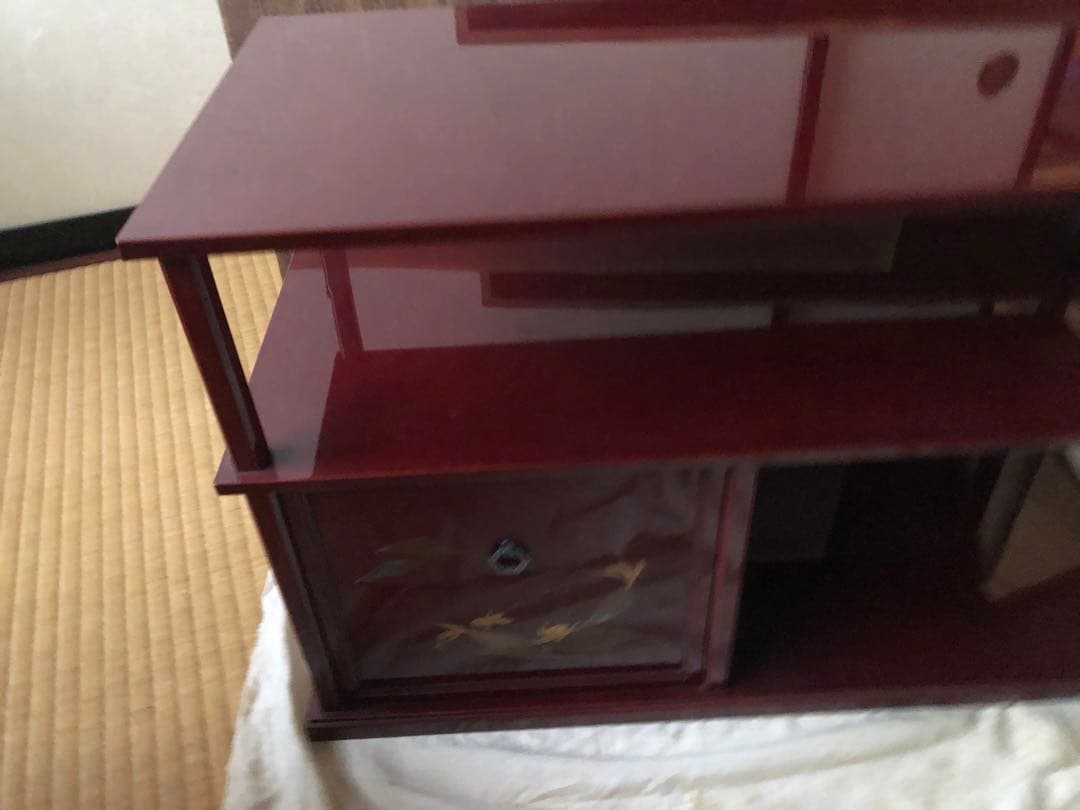 時代　蒔絵　飾り棚　茗荷　木箱入