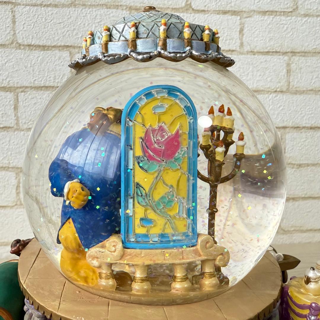 希少 廃盤品★ディズニー 美女と野獣 ライトアップ スノーグローブ スノードーム