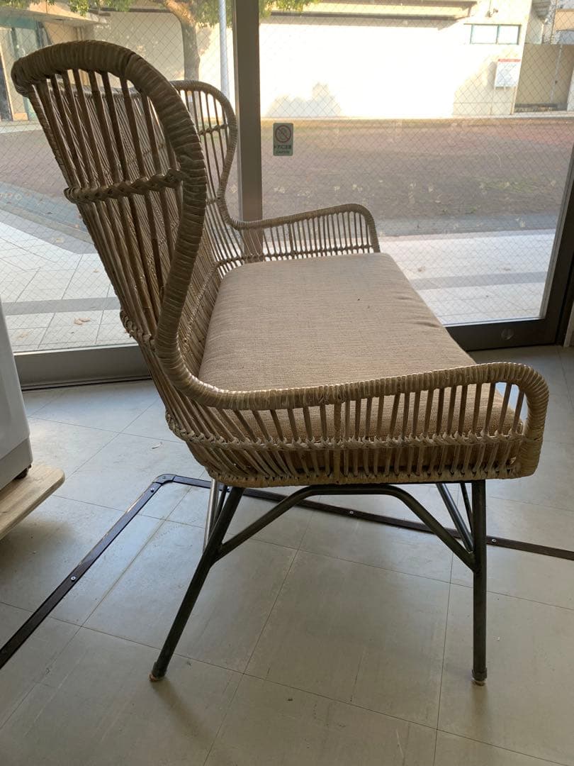 ラタンチェア 2人掛け+1人掛け アンティーク アイアン 輸入品 大阪配送限定
