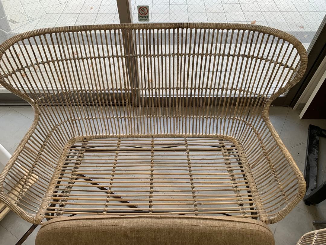 ラタンチェア 2人掛け+1人掛け アンティーク アイアン 輸入品 大阪配送限定